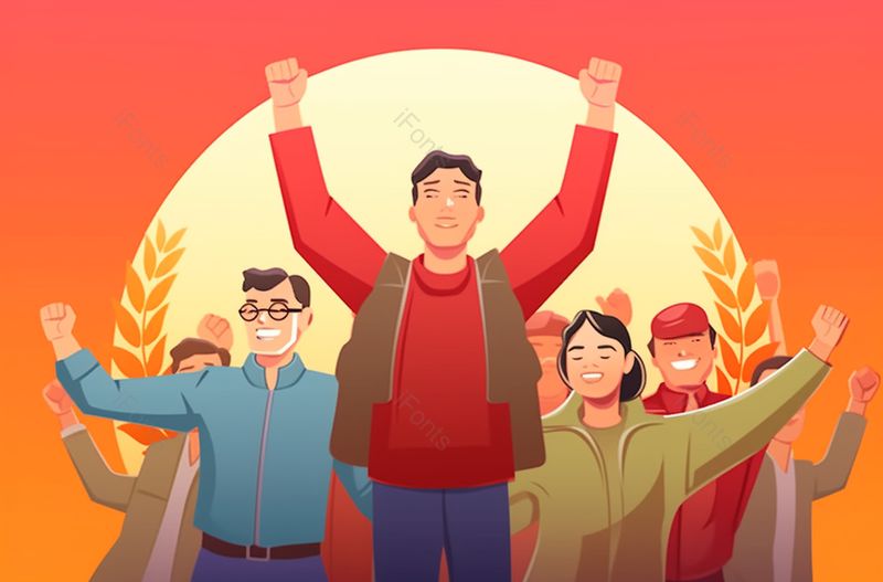 卡通手绘劳动节城市职场勤劳人员劳动光荣插画,插画/手绘图,插画/手绘图库,插画/手绘图下载,插画/手绘